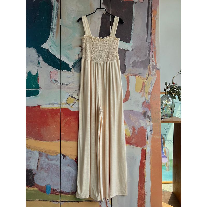 Foreign Trade Original Order Rox * Y Solid Slimming Pleat Sling Jumpsuit Loose Wide Leg Casual Pants Five Colors 1678