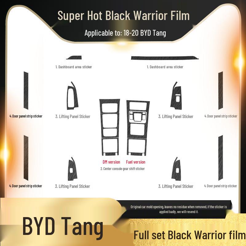 Black Warrior Gebürsteter Autoaufkleber für 17-21 BYD Tang Innenraum Mittelkonsolen Dekoration