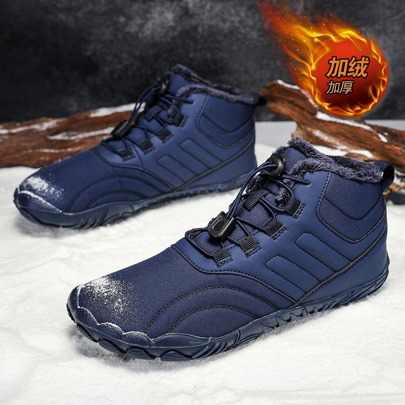 

Мужские зимние теплые сноубутсы большого размера, с подкладкой, водонепроницаемые ботильоны, меховые цельнолитые нескользящие ботинки для хайкинга и спорта 46 синий