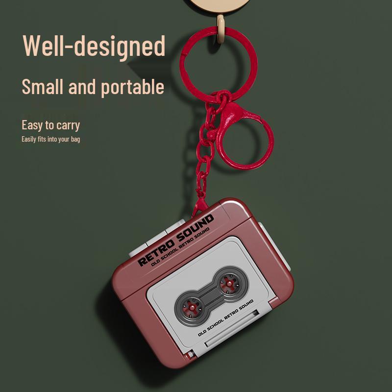 2025 Retro Keychain Cassette Recorder Charm - Mini Player for Kids & Teens