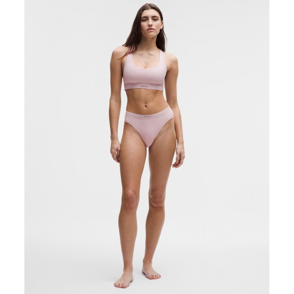 Lululemon StretCh Cotton Ribbed Logo RACerbACk BrAlette  A C Cups porCelAin Pink