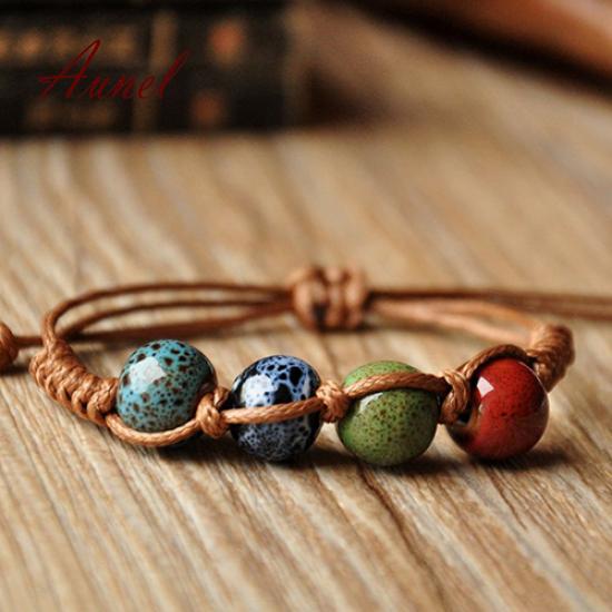 Unique Ceramics Adjustable Braided Rope Bracelet Bangle
