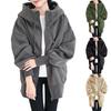Women's Loose Long Sleeve Drawstring Sweatshirt Oversized Solid Color Zipper Hoodie  Mid-length Warmth Pocket Coat