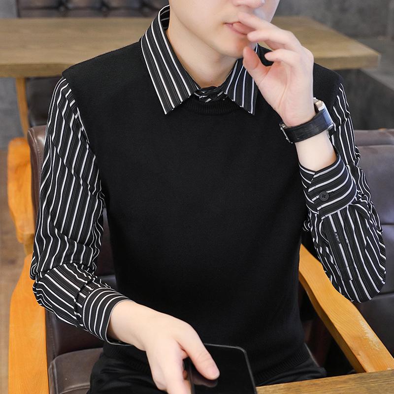 

Мужской свитер-обманка с воротником-рубашкой Zero Degrees - Коллекция Осень/Зима 2XL (135-150 lbs) чёрный