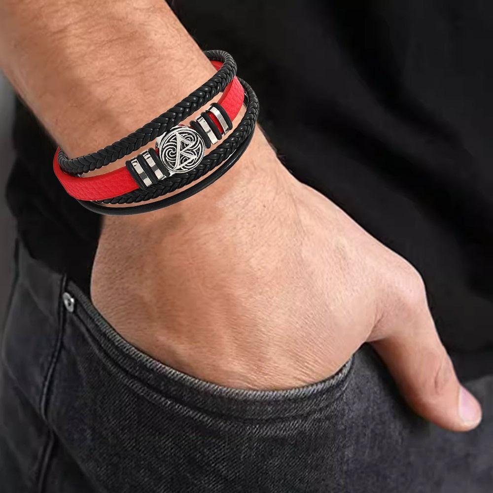 Multilayer Leather Bracelet Alloy Wrist Jewelry Trendy Braided Chain Bracelet  Men