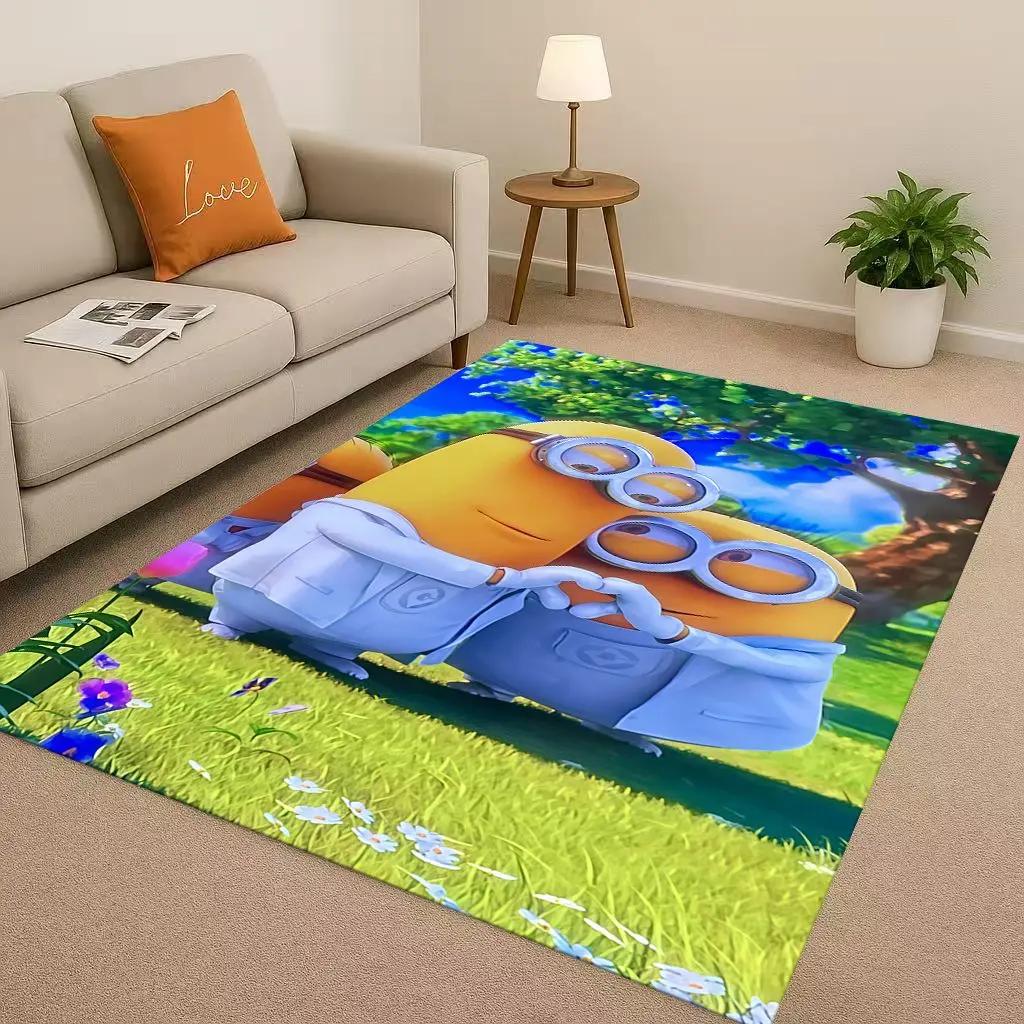 3D Cute Minions Cartoon Christmas Gift Living Room Non-Slip Area Rug Carpet for Bedroom Playroom Sofa,Home Decor Doormat