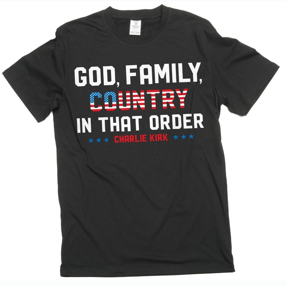 God Family Country T-shirt Charlie Kirk C.K Patriotic USA Tee Shirt Unisex T-Shirt S