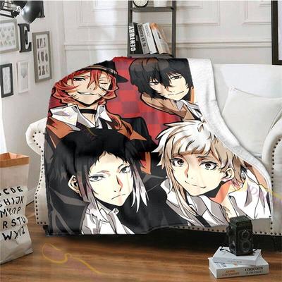 Manga Bungo Stray Dogs Dazai Osamu Überwurf, Decke, Bettlaken, Decke auf dem Sofa, dekorative Gitter-Tagesdecken, Sofabezüge