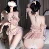 Sexy Pure Desire Pajamas Pink Lace Pearl Erotic Lingerie Small Breasts Show Big Uniform Maid Outfit Passionate Free Clothes