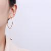 925 Silver Large Hoop Earrings for Women - Asymmetrical Chain Design, Trendy Long Ball Style, European & American Fashion