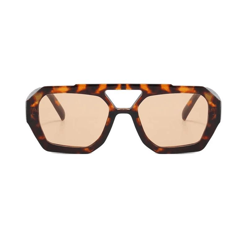 Retro Double Bridges Women's Sunglasses Big Frame Leopard Brown Gradient Eyewear Fashion Luxury Designer Sun Glasses Men Shades