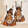 Women Plus Size Spaghetti Strap Off Shoulder Dress Thanksgiving Witch Bear Pie Pumpkin Sunflower Print Swing Dress