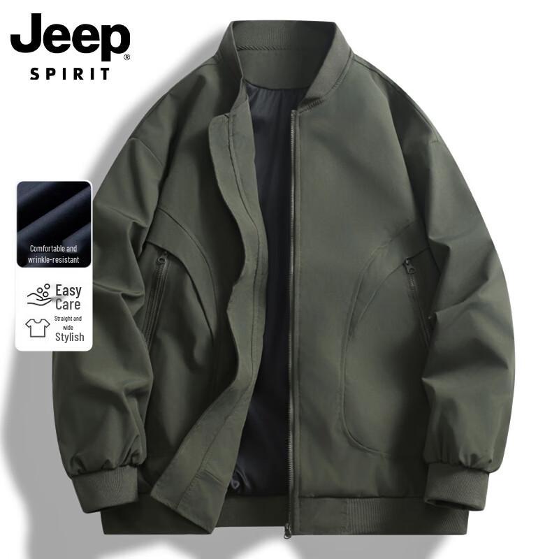 JEEP SPIRIT Men s Spliced Baseball Jacket M