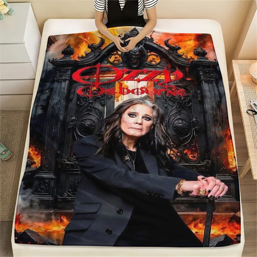 1Pc Ozzy Osbourne Print Flannel Blanket, High quality Comfortable for All Seasons, Home Decor, Warmth and Comfort, Perfect for Gifts