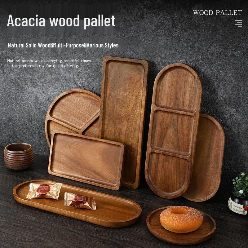 Rectangular Solid Wood Japanese Tea and Snack Tray