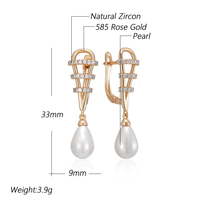 Unique Water Drop Pearl Drop Earrings For Women Luxury  Rose Gold Color Natural Zircon Accessories Daily Fine Jewelry