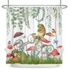 Funny Frog Cartoon Shower Curtain Sets Leaf Animal Creative Children Bathroom Decor Waterproof Fabric Home Hooks Bath Curtains