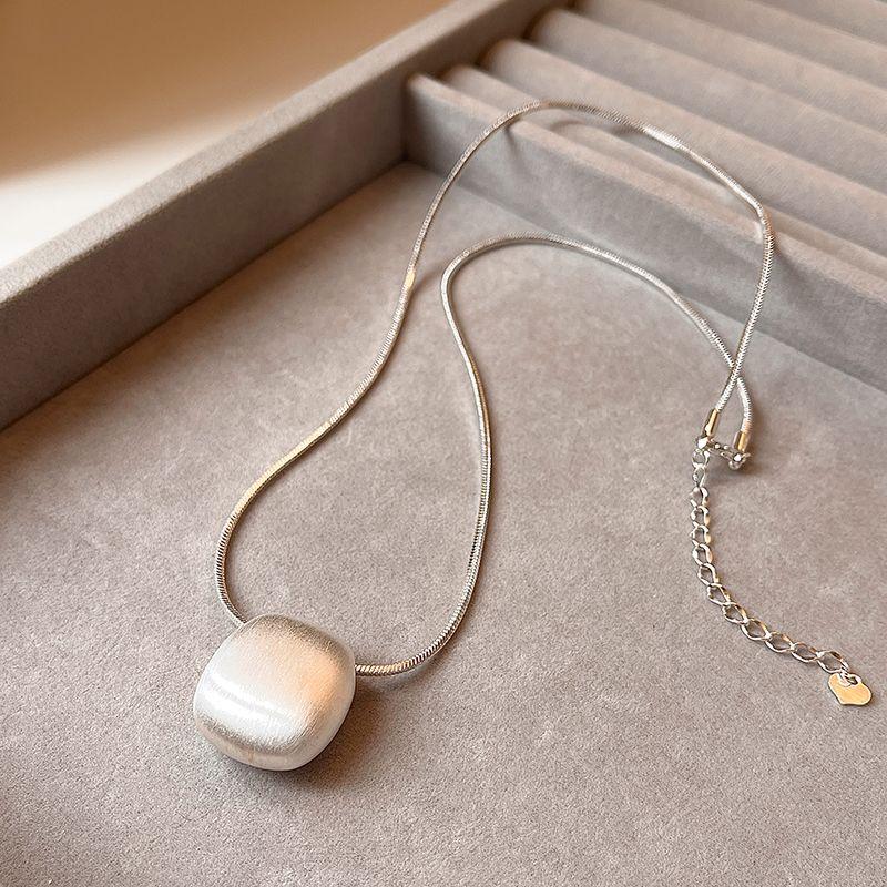 

Long Brushed Square Necklace Women s Sweater Chain Fancy Necklace Clavicle Chain Ornament 2025 New Arrival Best Selling Silver brushed Square Long Necklace
