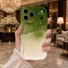Gradient Green Ink Fluid Moon Star Phone Case For iPhone 16 15 14 Pro Max 13 12 Wavy Edge Soft Cover