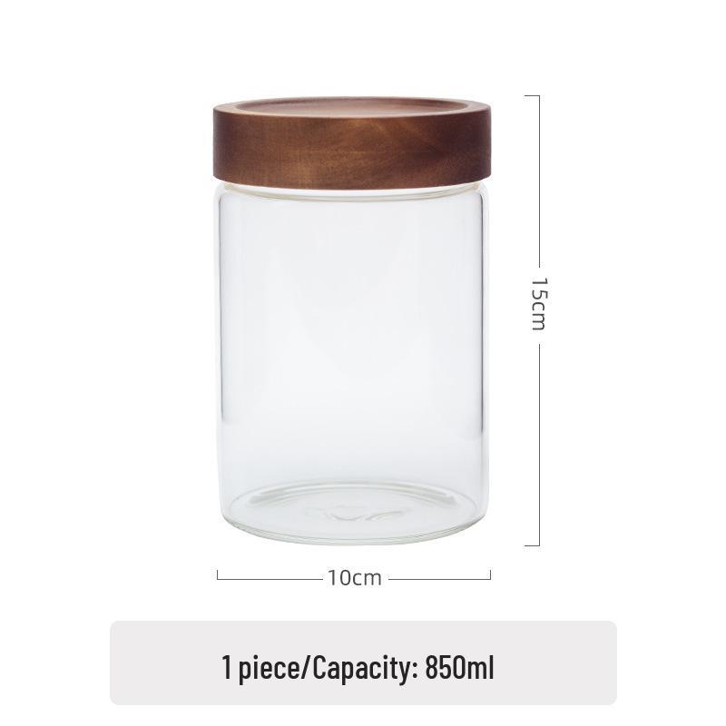 Acacia Wood Lid Airtight Borosilicate Glass Storage Jar for Cereal, Grains, and Coffee Beans