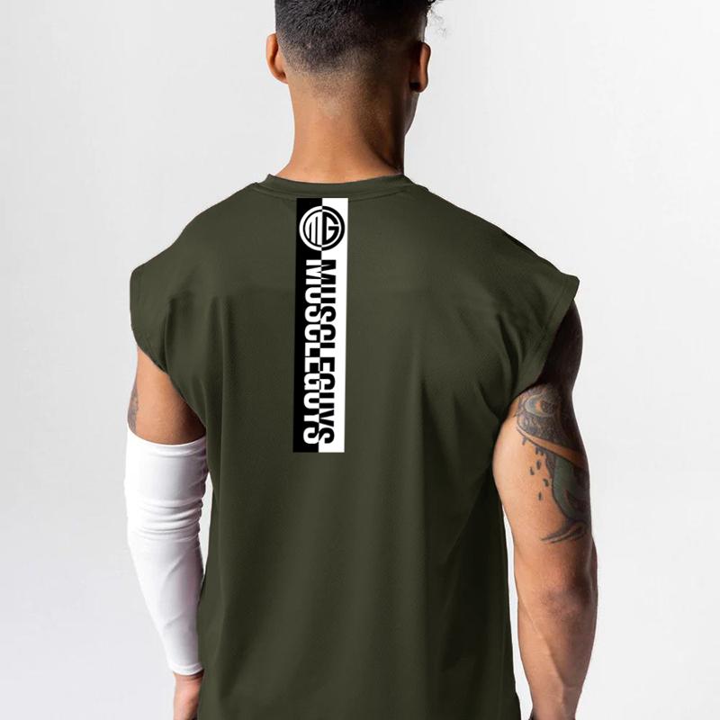Muscleguys Gym Bodybuilding Fitness Training Vests Summer Mesh Breathable Quick Dry Sleeveless Tank Tops Mens Running Sport Loose T-Shirts