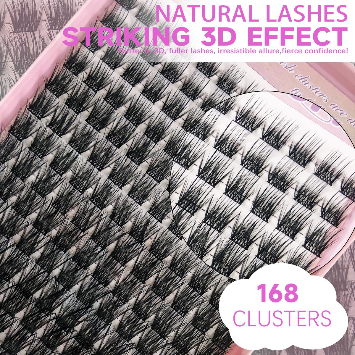 

1pc Dense, Segmented, 168 Clusters, 14 Rows, Fluffy, Segmented, Grafted False Eyelashes, 8-18mm A80 чорний