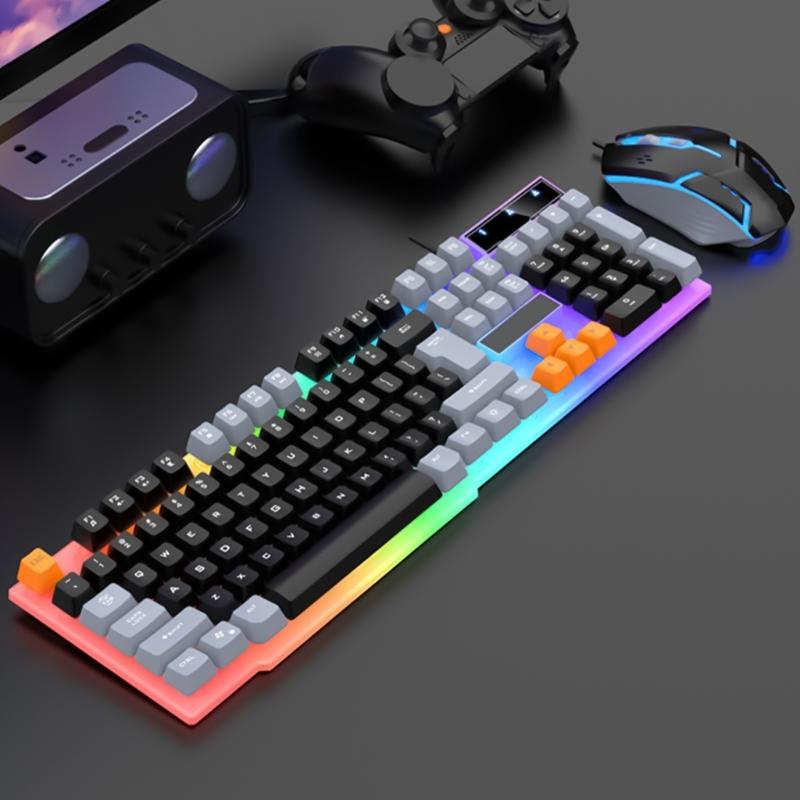 Corded Gaming Keyboard and Mouse Combo LED Backlit Mechanical Keyboard 1600DPI Mouse Keyboard PC Gamer Accessories