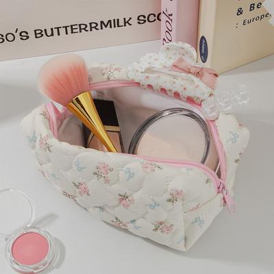 High Quality Bow-knot Floral Patterns Makeup Bag Large Capacity Storage Bag Toiletry Bag Women Girls