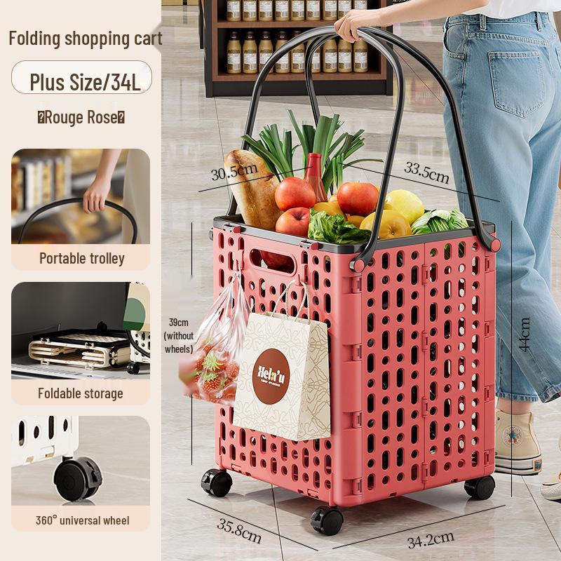 Foldable Multi-Functional Handcart: Compact Trailer for Shopping, Vegetables, and Express Pickups