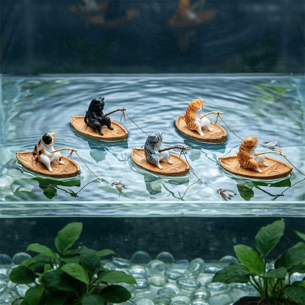 Ocean Theme Fish Tank Ornament Mini Size Fishing Boat Decor Pet Tank Decor Cat Figurine  Aquarium