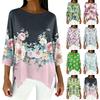 Damen 3/4-Ärmel Shirts Grafik-T-Shirts Shirts Lässige Basic-Tops Pullover