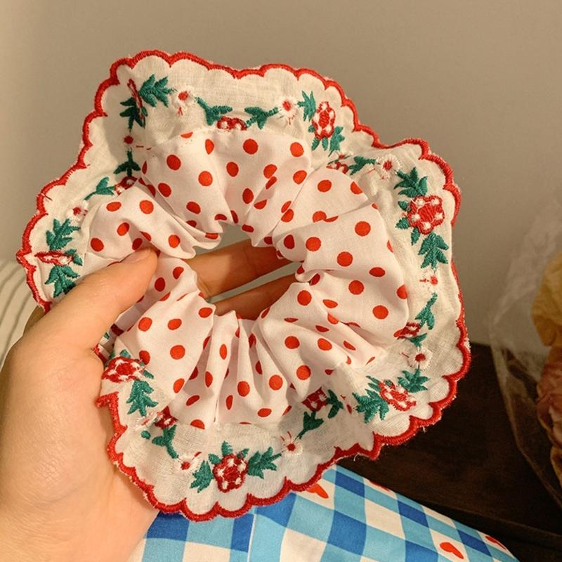Elastici per Capelli Ricamati per Donna Fasce per Capelli e Braccialetti in Pizzo Dolci Accessori per Capelli Scrunchies Grandi