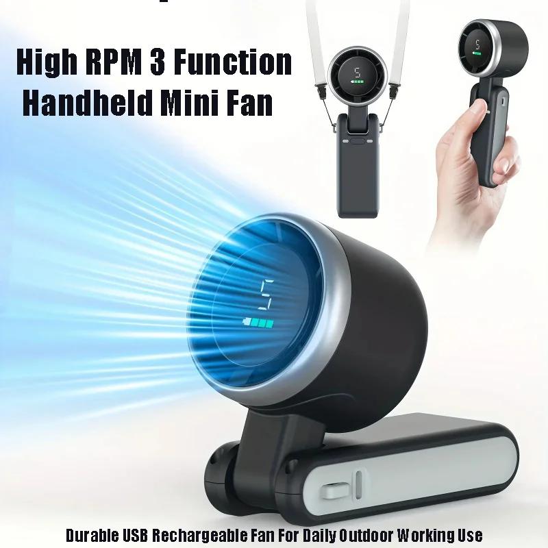 180° Rotation Fan 5 Speed Levels Mini Cooling Fan 3 Purpose Handheld Cell USB Fast Charging Compact Rotation Portable Fan 2026