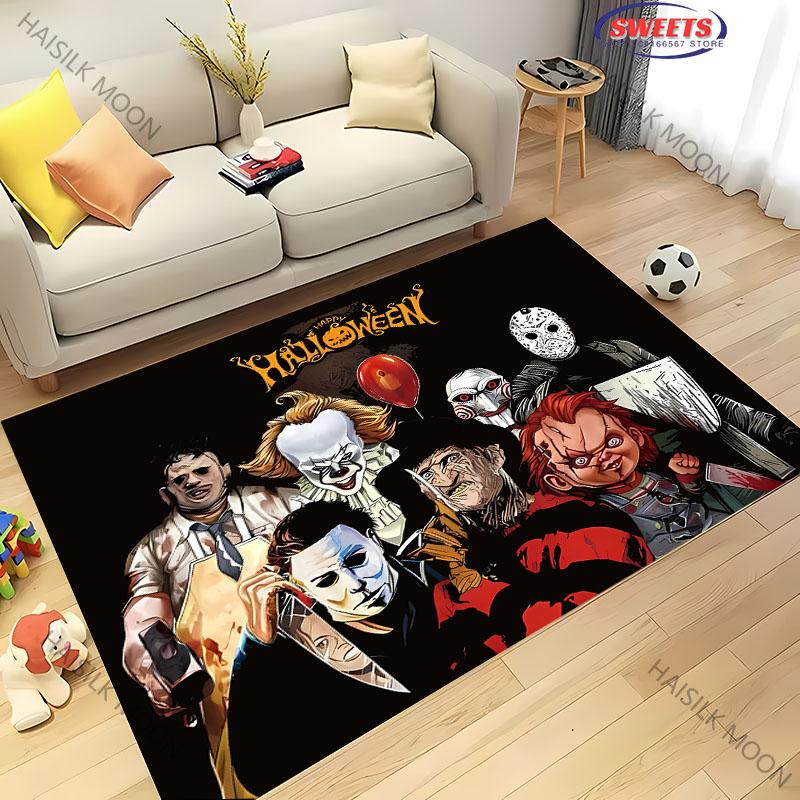 3D Halloween Horror Thriller Theme Carpet Living Room Bedroom Sofa Large Area Decorative Mat Soft Non-slip Four Seasons Rug Gift