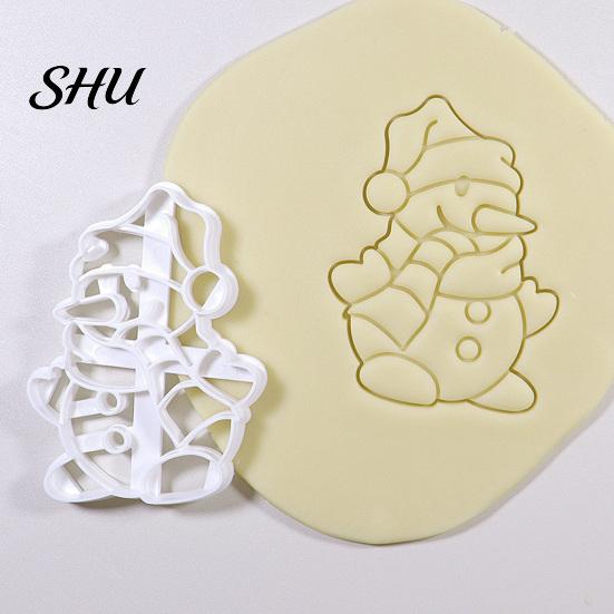 Christmas Cookie Mold Snowball Snowman Santa Claus Shaped Cutting Classic Design Festive DIY Biscuit for Holiday Party Baking Tool