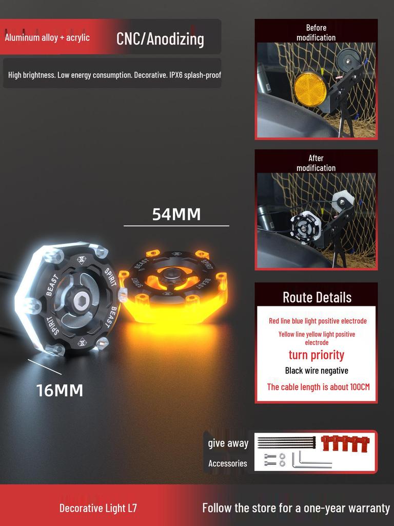 12V High-Brightness LED Motorcycle Abyss Decorative Lights - Personalized Atmosphere with Side Warning