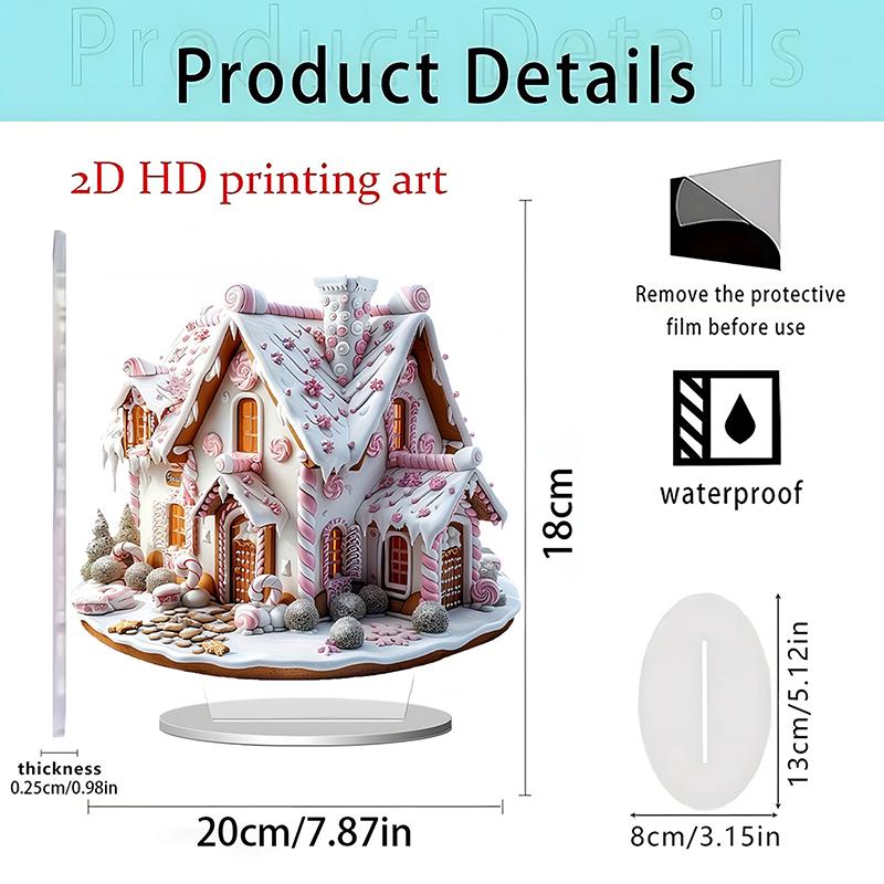 Christmas Reindeer Sleigh Santa Figurine 2D Acrylic Christmas Santa Claus On Sleigh With Reindeers Decorations Holiday Santa