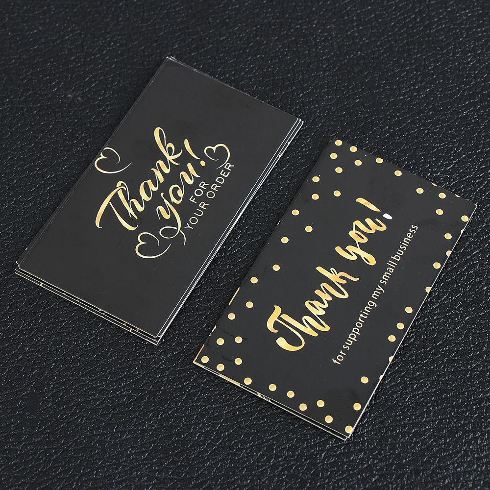 50PCS Black Gold Thanks Greeting Cards Thank You For Your Order Card For Small Shop Appreciate Card For Business