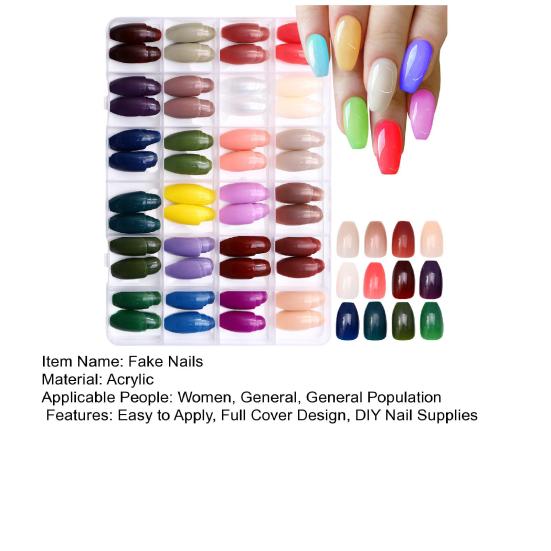 576Pcs/Set Fake Nails 24 Grids Assorted Color Long Nail Extension Removable Home Salon Women Girls Full Cover Press On Nails Kit