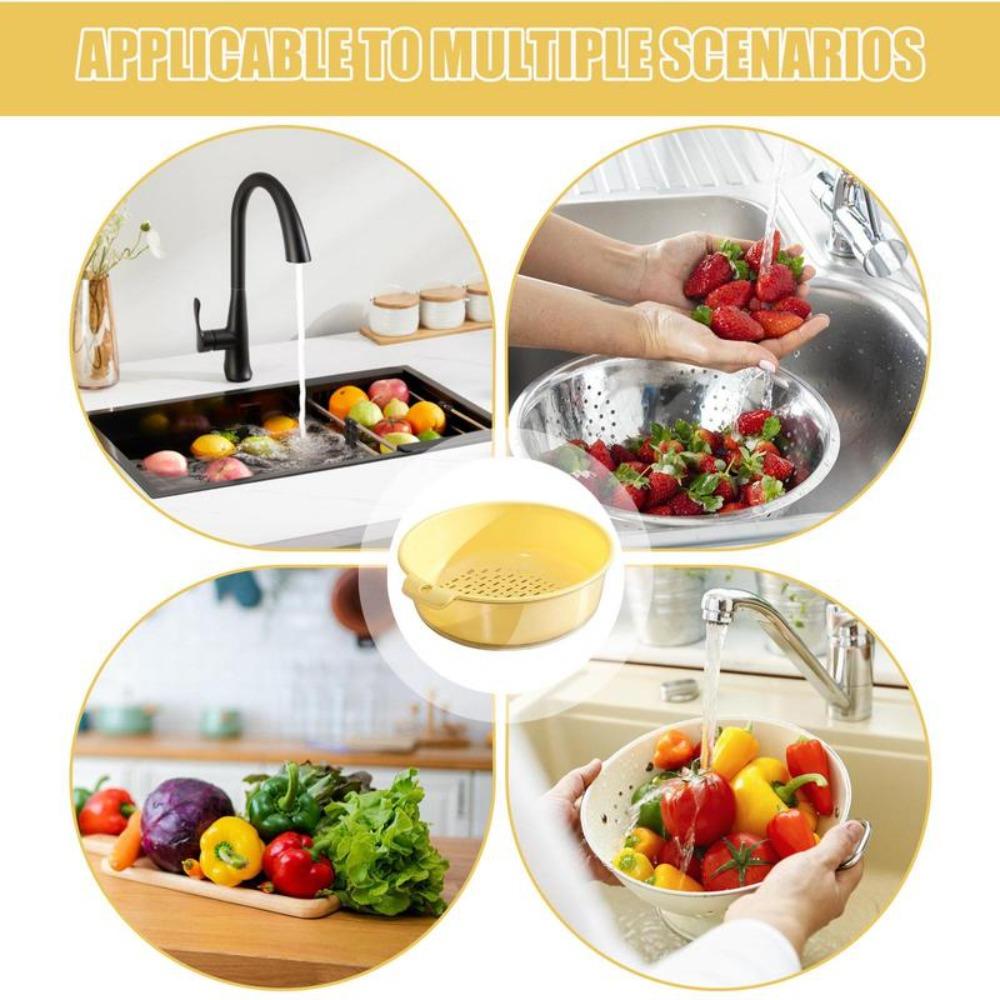 Strecurătoare Coș de Scurgere cu Strat Dublu, Practică, pentru Fructe de Pădure și Roșii, Portabilă pentru Depozitare, Bazin pentru Spălarea Fructelor pentru Legume, Fructe