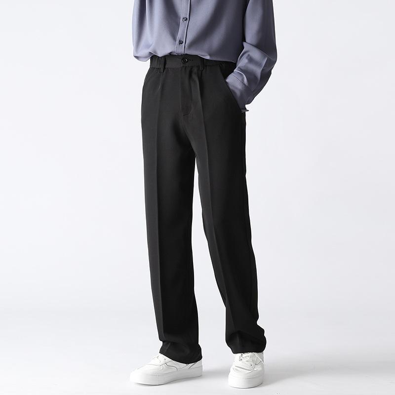 FiveFive Vår Høst Høy Kvalitet Casual Bukser Menn Koreansk Mote Stretchy Løse Draperte Slacks Rette Bukser Mannlig Semi-Vid Dressbukse Pluss Størrelse