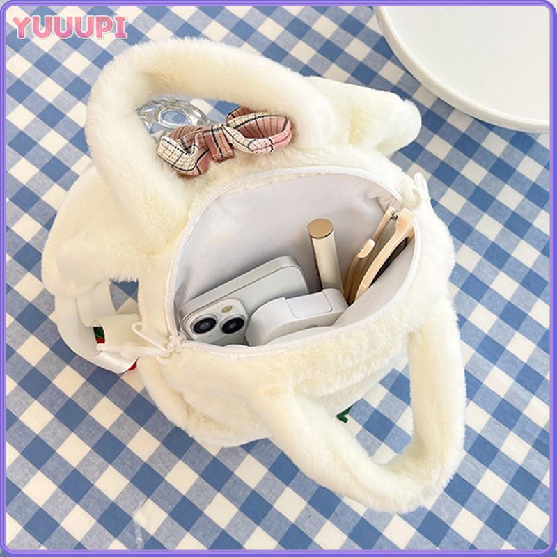 New Rabbit Kitten Plush Toy Backpack Stuffed Animal Rabbit Hold Peach Cat Hold Avocado Portable Shoulder Bag Girl Birthday Gifts