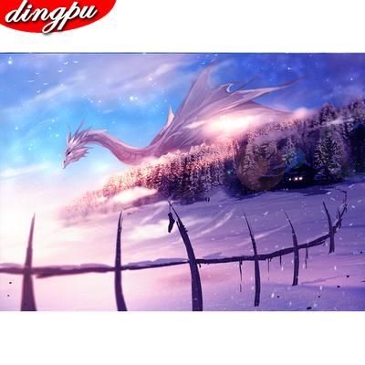 DINGPU Full Round Diamond Painting 5D Diamond Art Embroidery Landscape Mosaic Home Decoration Gift