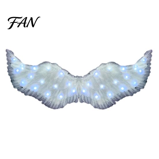 Unisex Feathered Costume Wings LED Light Up Angel Feather for Kids, Cosplay Theatre Glowing Fairy Wings, Halloween Party Performance Props Holiday