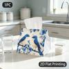 1pc Tissue Box, Watercolor Blue Birds Floral Warm Love Pattern, 2D Flat Printing, Many Uses, Machine Washable, Napkin Box, for Restaurant, 2D Flat