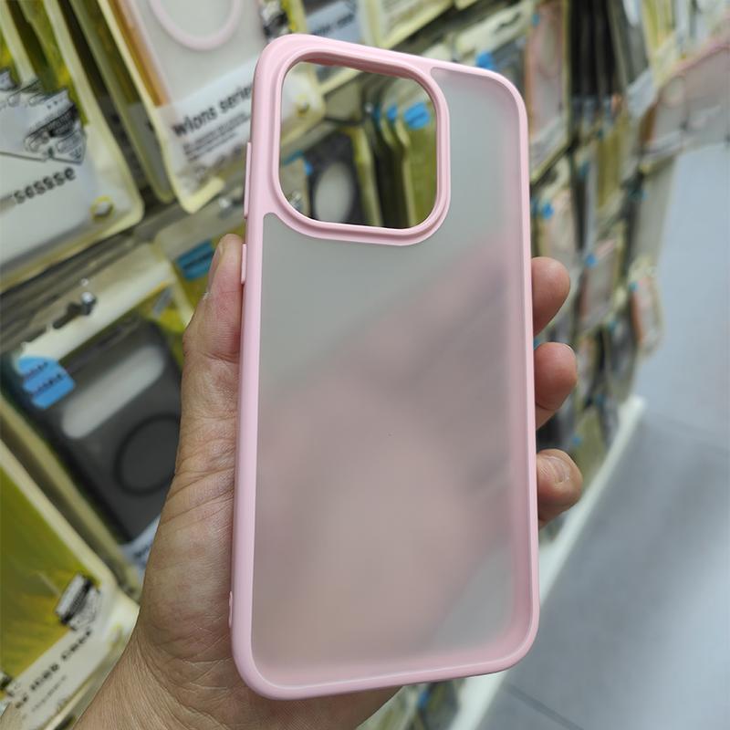 

For Oneplus 15 Case Magsafe Frosted Semi-transparent Baby Skin Touch Raised Camera Lens Lips Guard Hybrid Soft Cover OnePlus 15 рожевий