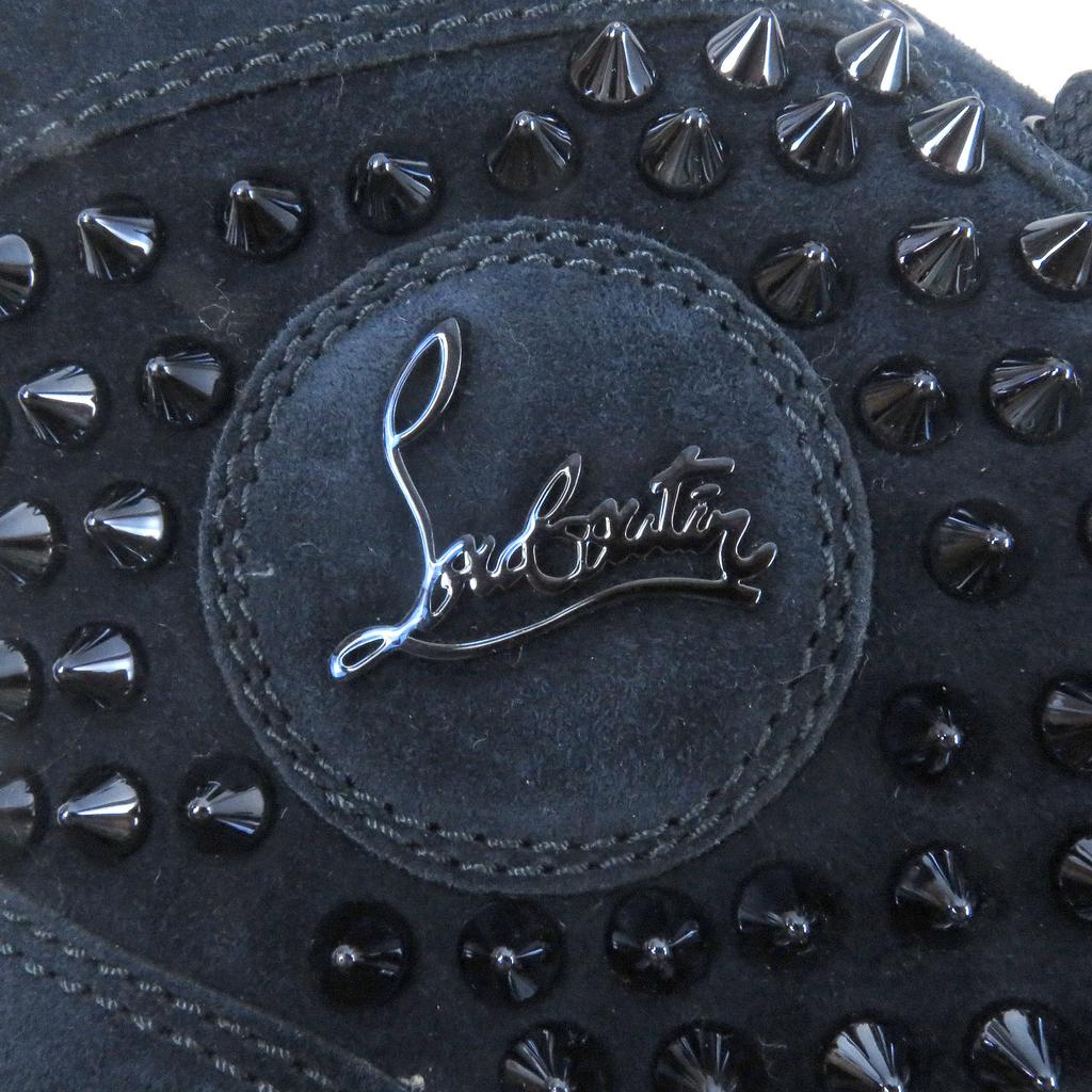 Pristine Christian Louboutin High Cut Sneakers LOUIS FLAT Navy Suede Leather  Used