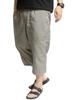 One Colors Men's Linen-Like Baker Cropped Pants with Elastic Waist, 3/4 Length, Gray (Size 5L)
