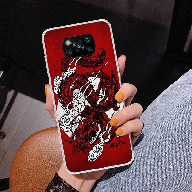 Asian Dragons Animal Tattoo Phnoe Case for Xiaomi Poco X5 X6 X7 Pro X4 Gt F7 Ultra M8 M7 Redmi 15C 15 13C 13 12C 12 Unique Cover