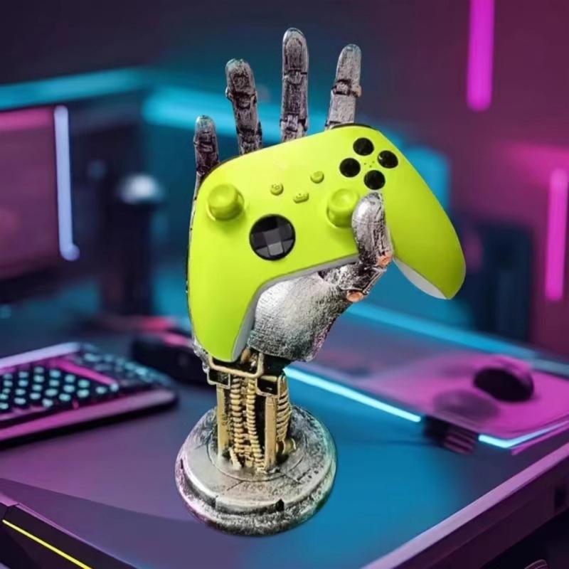 Futuristic Punk Mechanical Hand Resin Stand Storage Holder for Gaming Controllers Multiplatform Compatibility